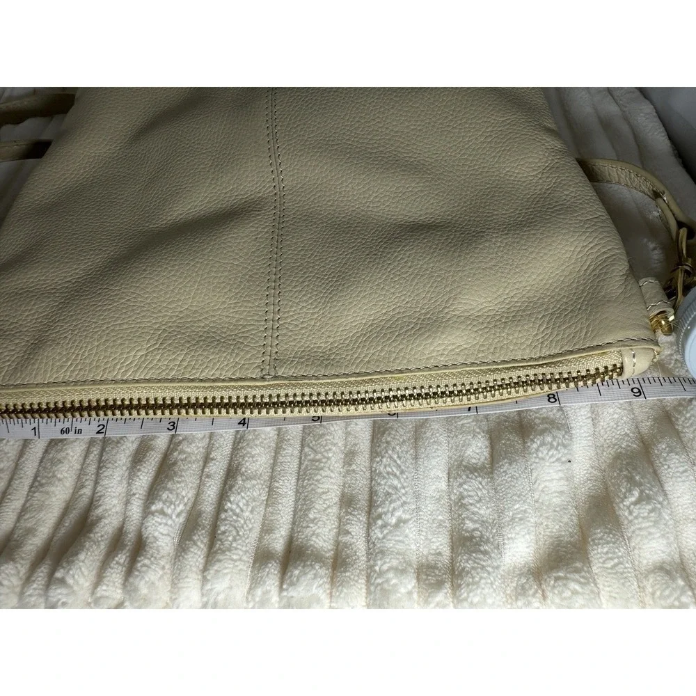 Sharif Leather & Calf Hair Crossbody Hand Bag Gold/Tan Medium Size Excellent
